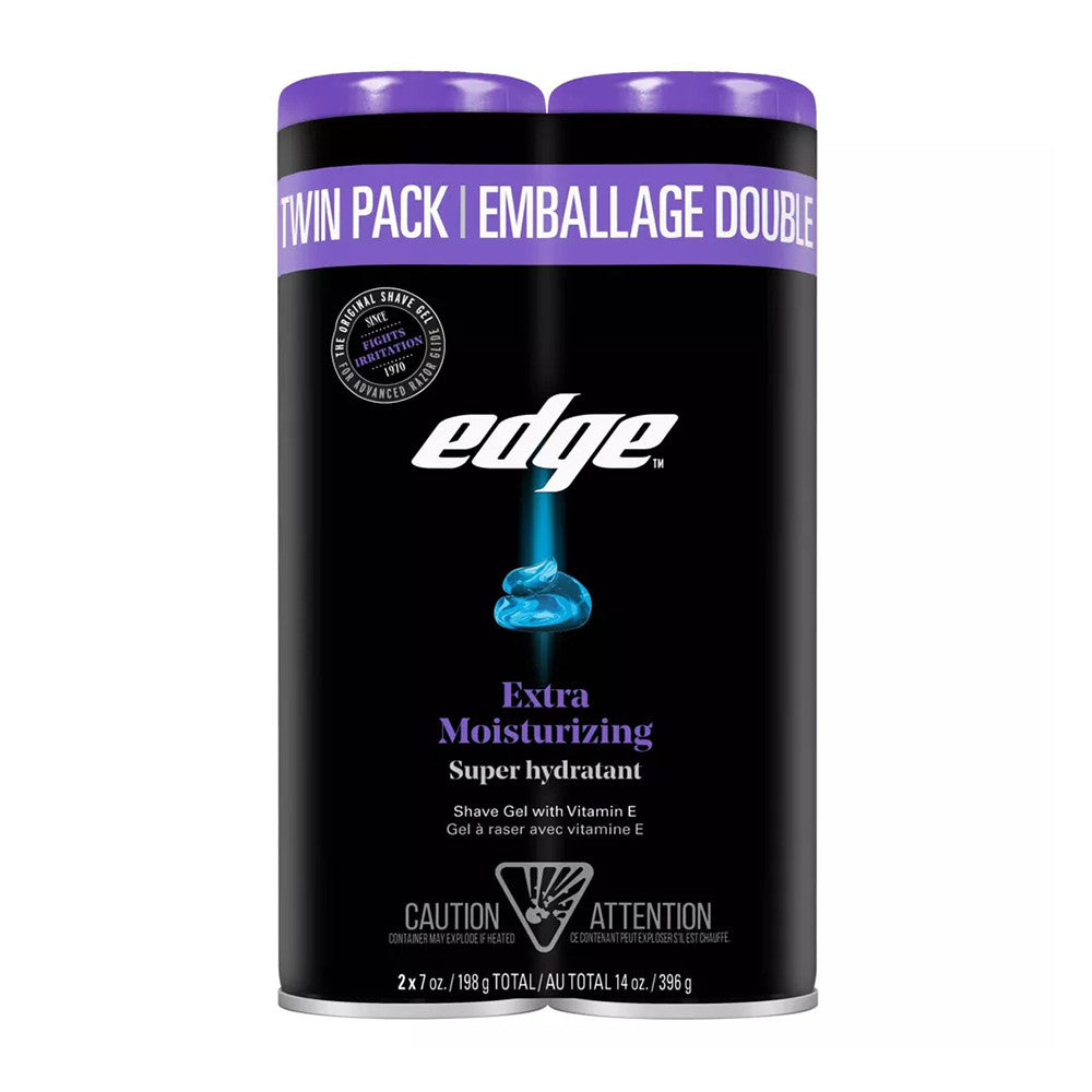 Edge Extra Moisturizing Mens Shave Gel Twin Pack, 14 Oz
